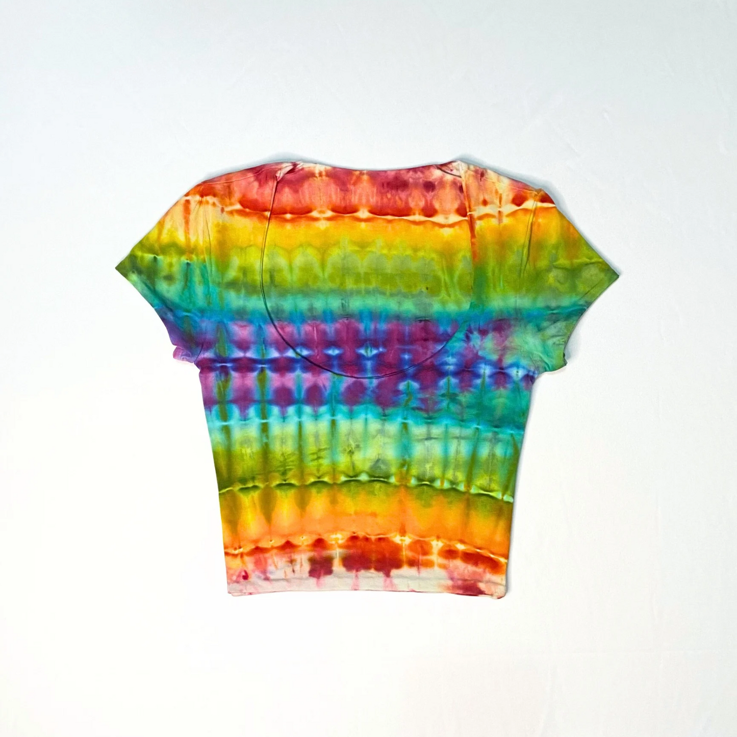 Rainbow Scoop Neck (cropped) Baby Tee | Size Extra-Small
