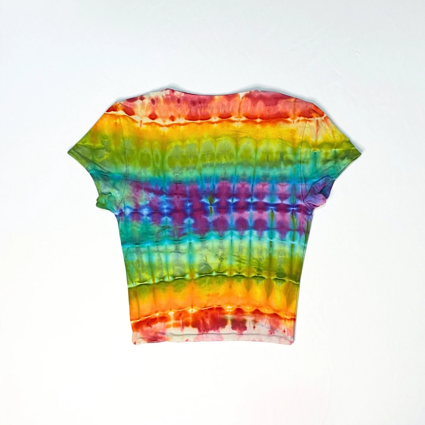 Rainbow Scoop Neck (cropped) Baby Tee | Size Extra-Small
