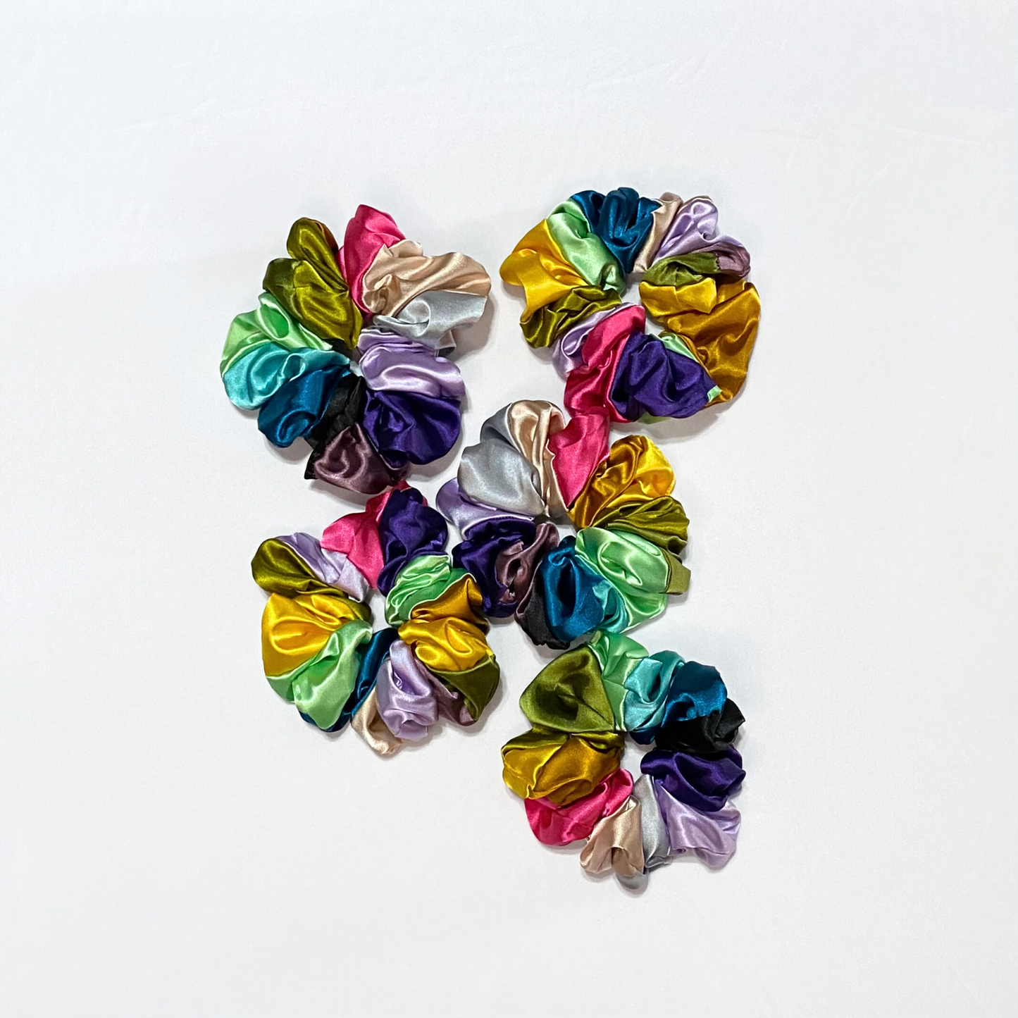 Multicolored Jumbo Satin Scrunchies