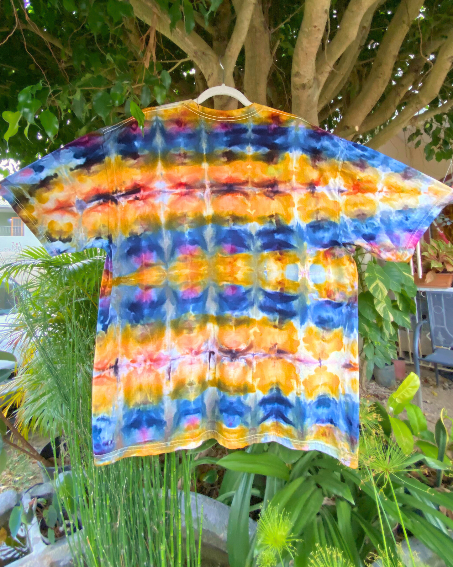 Stripy Abstract Ice-Dyed Tee | size 2XL