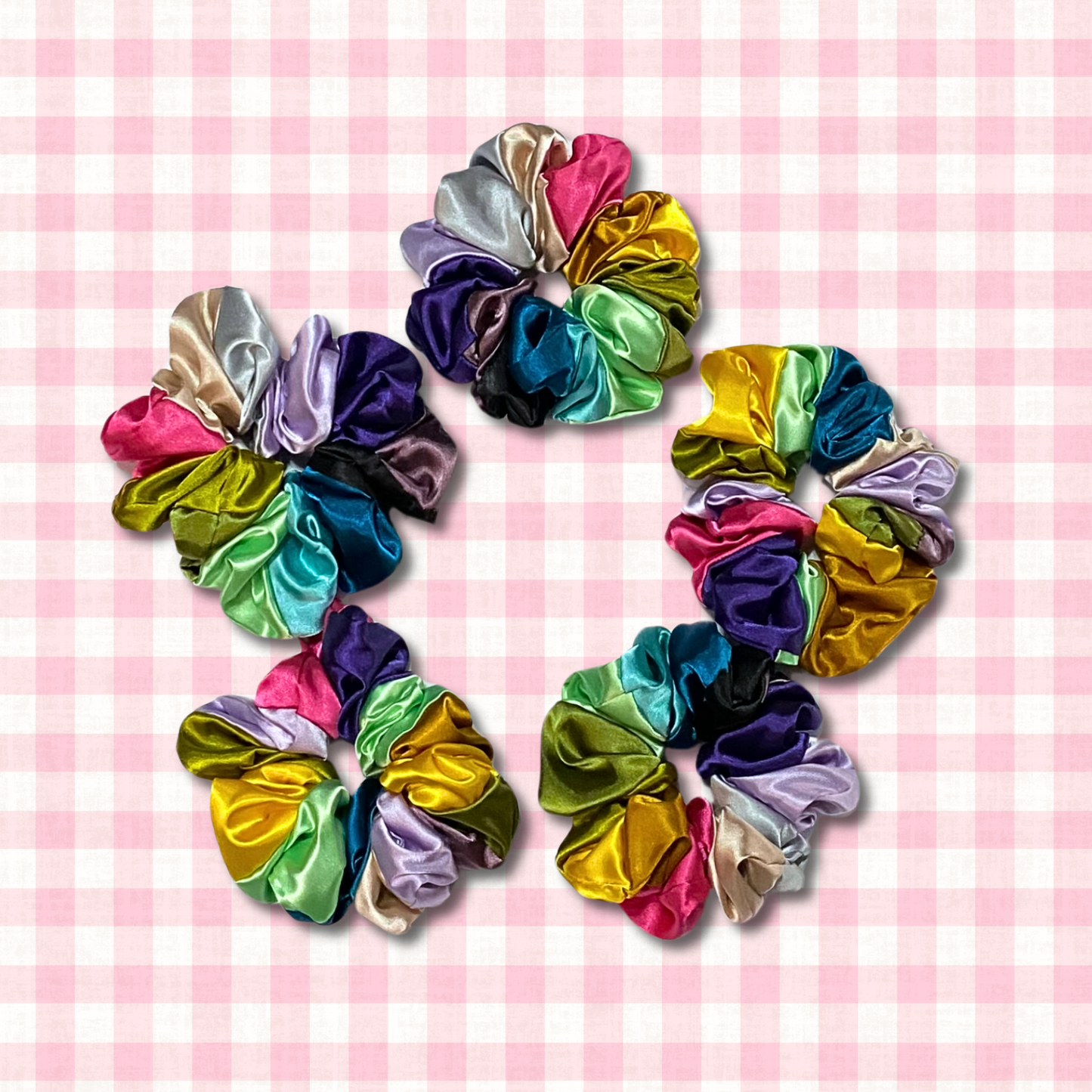 Multicolored Jumbo Satin Scrunchies