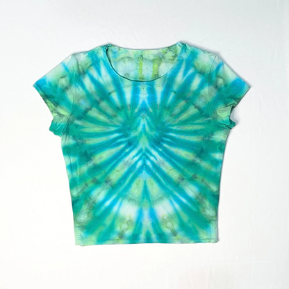 Turquoise and Green Heart Baby Tee | Size Medium