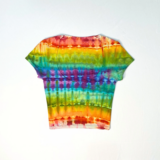 Rainbow Scoop Neck (cropped) Baby Tee | Size Extra-Small