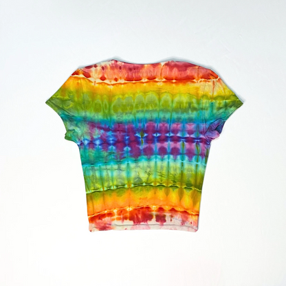 Rainbow Scoop Neck (cropped) Baby Tee | Size Extra-Small