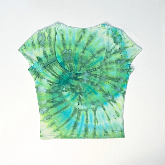 Celadon Spiral Scoop Neck Baby Tee | Size Medium