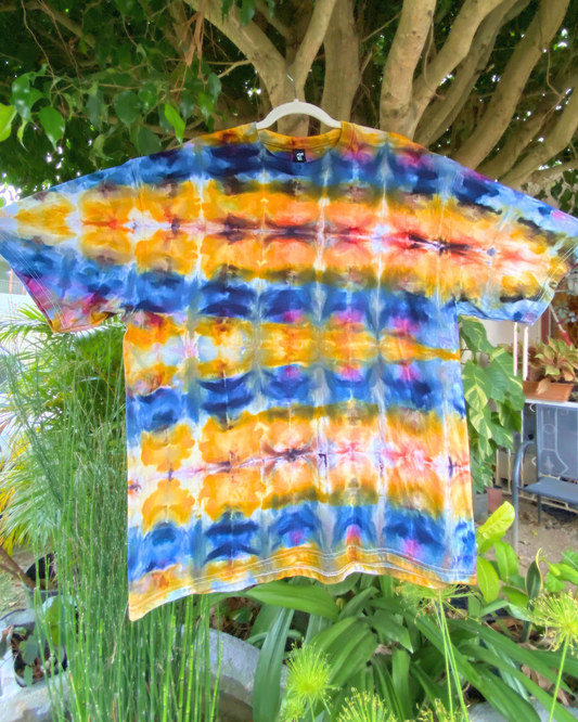 Stripy Abstract Ice-Dyed Tee | size 2XL