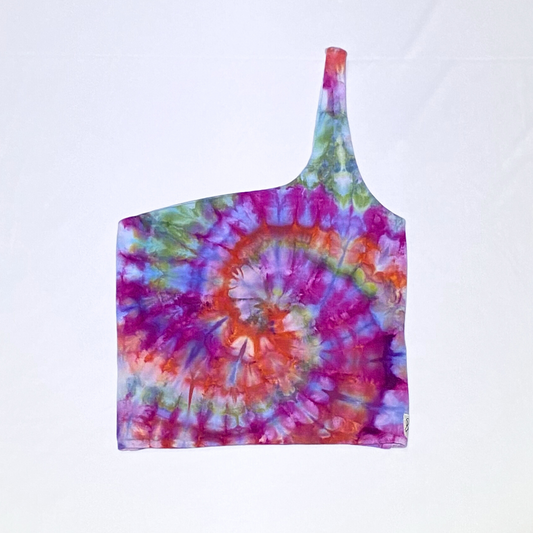 Ice-Dyed Spiral One Shoulder Top | Size Small